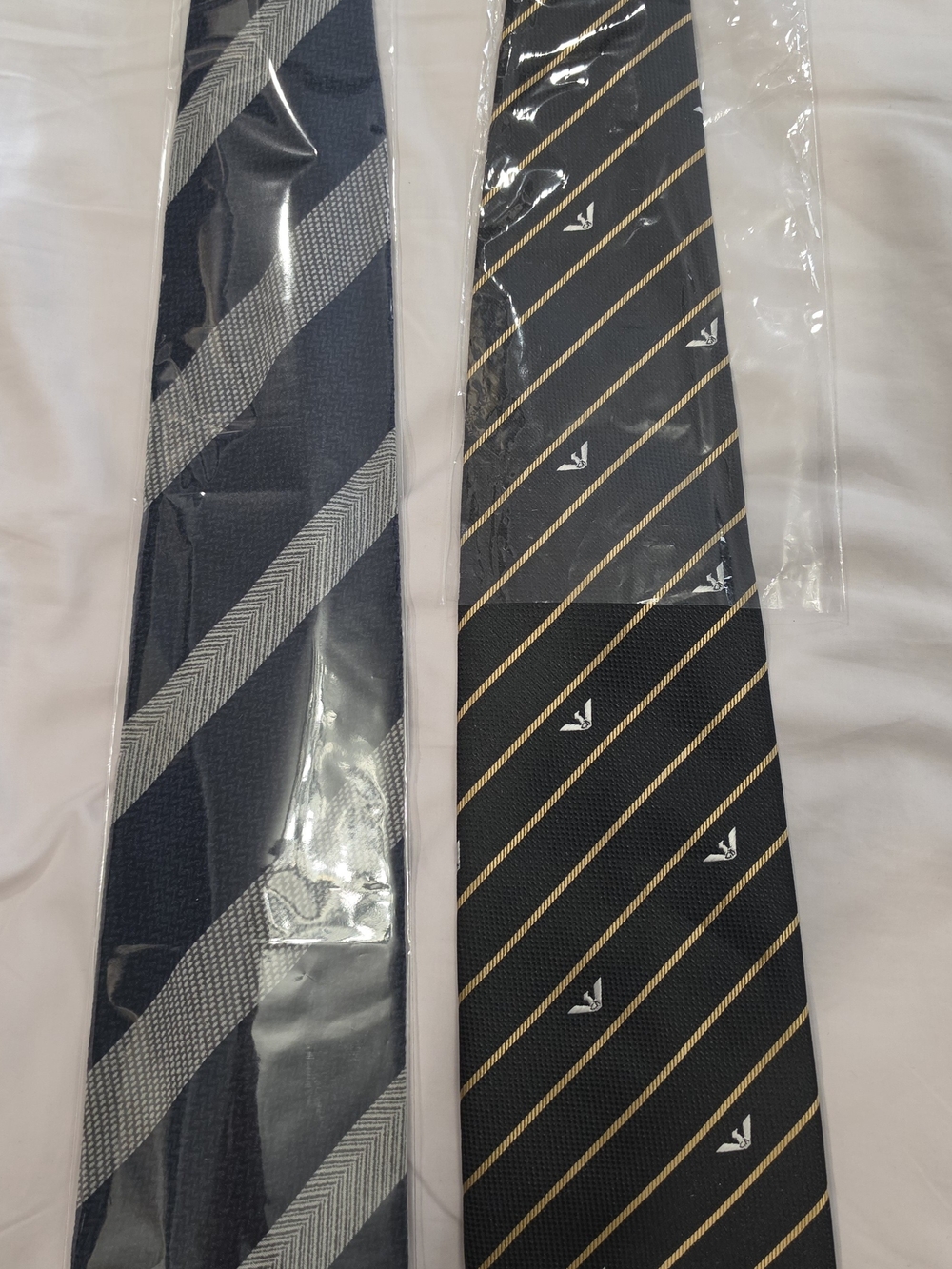Giorgio Armani Navy & Black Striped Silk Tie Duo